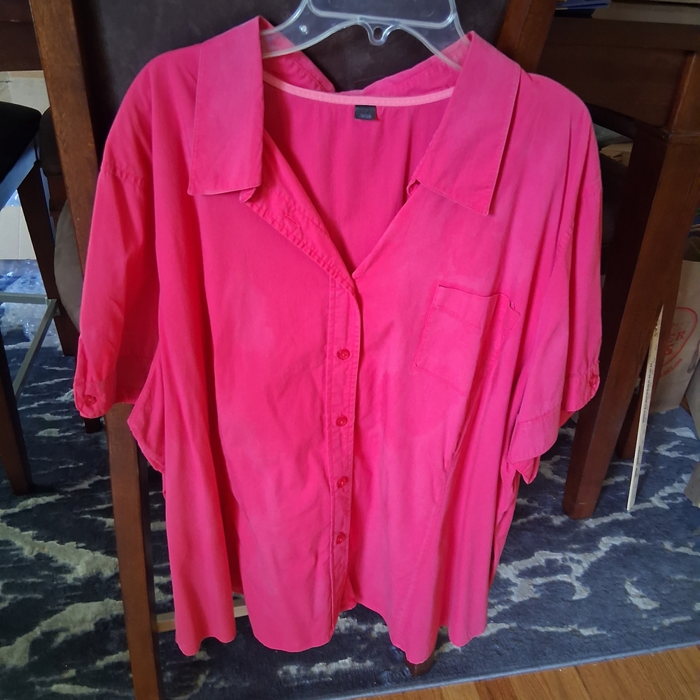 Avenue Vibrant Pink Button-Down Shirt